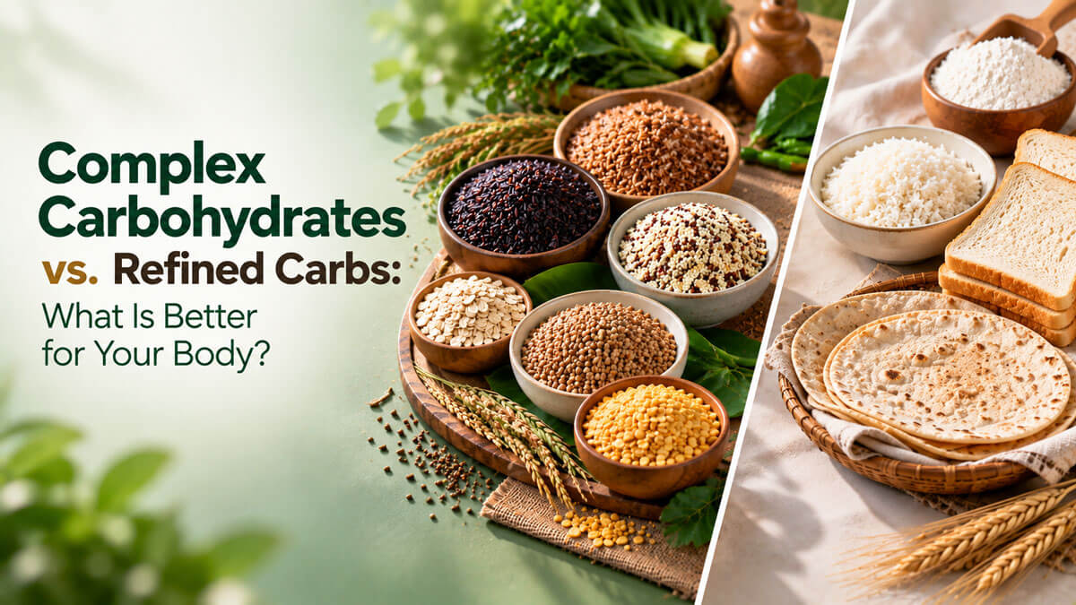 Bowls of whole grains and pulses beside white rice, bread and flatbread.