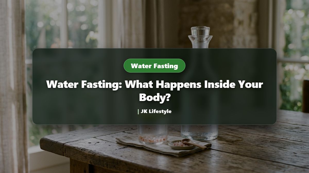 Water fasting glass carafe with pure mineralized water, pink Himalayan salt, and fresh lemon